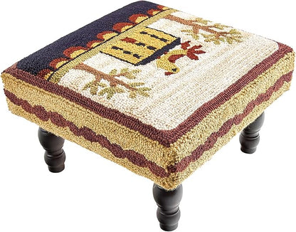 Park Designs Bless Our Home Hooked Stool, Farmhouse Style Ottoman, Country Home Decor
