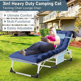 ABORON Oversized Folding Sun Tanning Chair, 3 in 1 Heavy Duty Chaise Lounge Chairs, with Mat/Pillow/Face Arm Holes - Photo 3