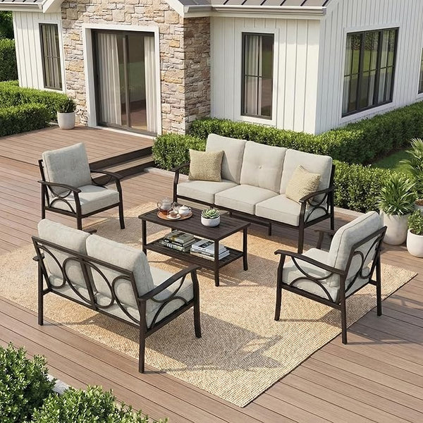 RoyalCraft Outdoor Patio Furniture Set, 7 Seats Outdoor Patio Set with 4" Thick Cushion - Photo 1