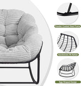 Indoor Rocking Chair, Oversized Outdoor Lounge Chair with Thick Corduroy Cushion & Straps - Photo 5