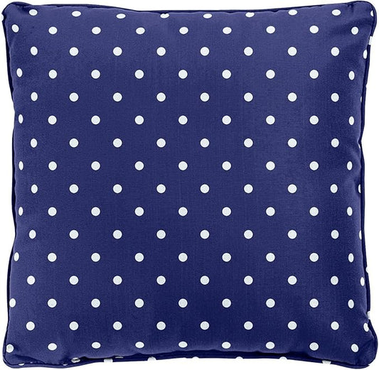 BrylaneHome 16" Square Toss Pillow - Patio & Outdoor - Patio & Outdoor - Water, Stain & Fade Resistant - Evening Blue Dot