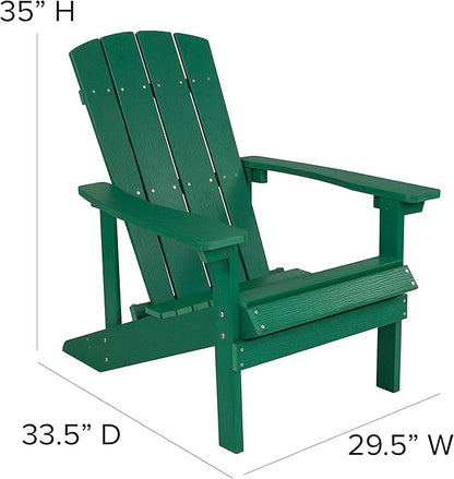 Flash Furniture Charlestown Poly Resin Adirondack Chair - Green - All Weather - Indoor/Outdoor - Set of 2
