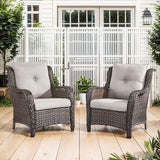 Belord High Back Patio Chairs Set of 2 - Brown Wicker Outdoor Seating - Photo 1