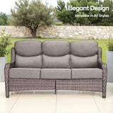 Swivel Patio Chairs sofa Set of 6 - 6" Thick Cushion - Wicker Outdoor Swivel Rocker Patio Chair, Sofa/Glass coffee table - Photo 5