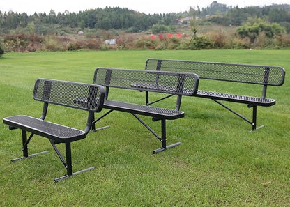 Heavy Duty Metal Park Bench for Outside, Outdoor Garden Benches with Backrest & Portable Frame, Expanded Metal Mesh Bench for Shopping Malls, Lawn, Park, Deck, Patio, Porch (Black, 4FT/48INCH)