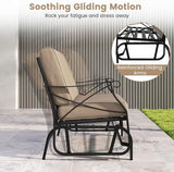 Tangkula Patio Glider Bench, 2-Person Swing Gliding Loveseat with Breathable Fabric Seat & Soft Cushions - Photo 9