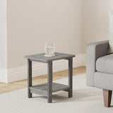 LUE BONA Adirondack Outdoor Side Table, 2-Tier Dark Grey HDPS Patio End Table Weather Resistant - Photo 2