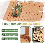 Devoko 5 Pieces Acacia Wood Outdoor Sectional Sofa Set with Coffee Table - Photo 4