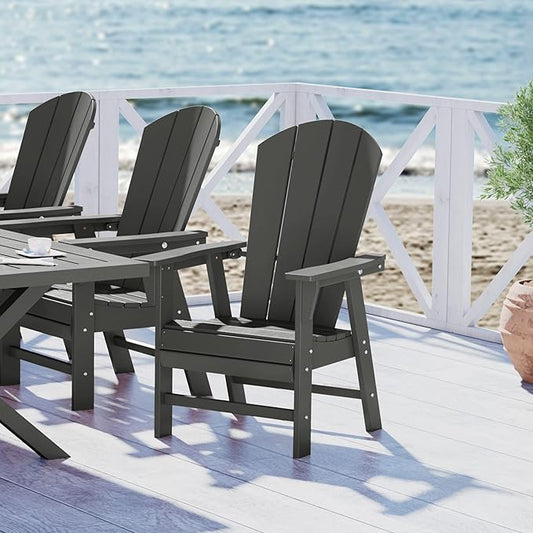 WestinTrends Malibu Outdoor Patio HDPE Plastic Adirondack Dining Chair Gray