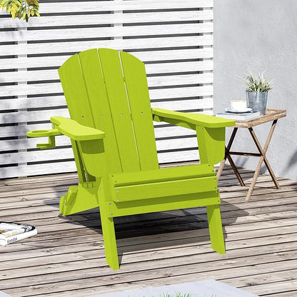 LOUNZY Folding Adirondack Chair Set of 2, Lime