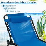 Goplus Chaise Lounge Chair, Outdoor Folding 5-Postion Beach Lounge Chair with Detachable Pillow, Side Pocket - Photo 6