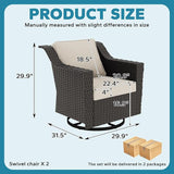 Patio 2 Pieces Wicker Swivel Chairs Set of 2，Outdoor PE Rattan Rocking Glider Armchairs - Photo 2