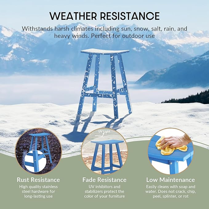 WestinTrends Malibu 2 Piece Set of 29 Height Outdoor/Patio Saddle bar stools, Dark Green