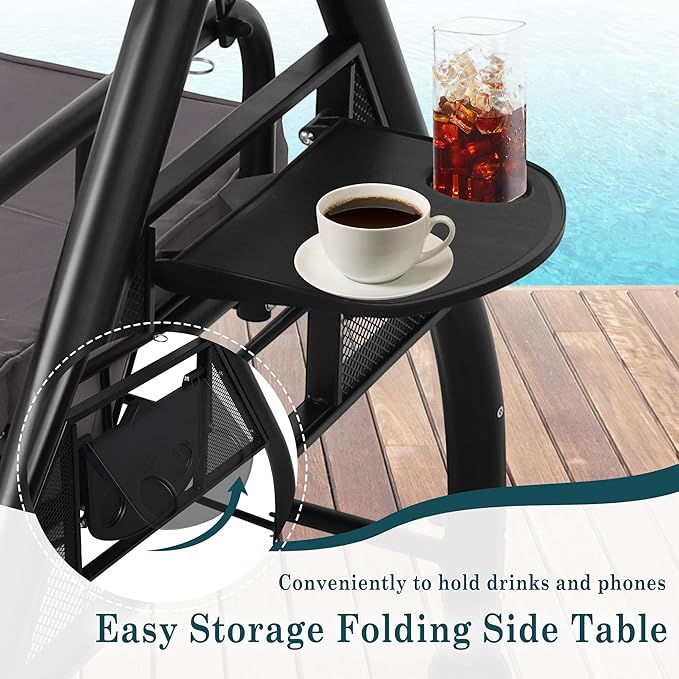 MAGIC UNION 3-Seat Outdoor Patio Swings with Adjustable Cover - Photo 5