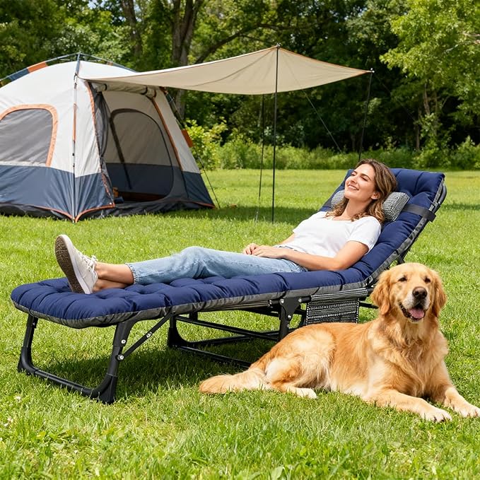 DoCred Heavy Duty Chaise Lounge Chair, Adjustable 5-Position Folding Chaise Lounge Chairs for Outside - Photo 4