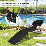 GYMAX Tanning Chair, Folding Lounger with Face/Arm Holes, Carry Handles & Side Pocket - Photo 3