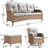 Rilyson Patio Furniture Swivel Chairs Set - 7 Piece Wicker Rattan Outdoor Sectional Conversation Sets with 4 Swivel - Photo 2