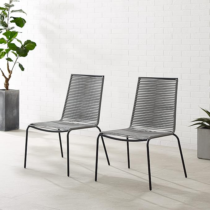 Crosley Furniture Fenton 2-Piece Stackable Outdoor Chair Set, Wicker Patio Chairs for Dining, Conversation - Photo 6