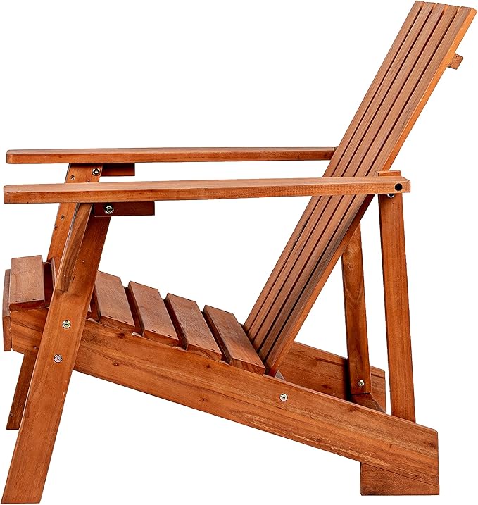 Eyely PTA1001A Spencer Outdoor Patio Modern Acacia Wood Adirondack Chair, Light Brown for Mid-Century, Classic, Modern, Cottage, Farmhouse, Rustic