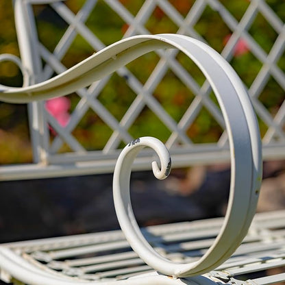 Zaer Ltd. Well Made Metal Garden Bench (Antique White)