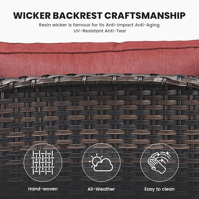Belord Patio Wicker Furniture 4 Pieces Outdoor Furniture Set Patio Sofa Set with Wicker Chairs and Coffee Table - Photo 7