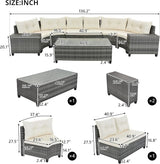 Quarte 8-Pieces Outdoor Wicker Round Sofa Set - Photo 3
