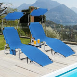 GYMAX Tanning Chair, Beach Lounge Chair with Canopy Sunshade, Carry Handle & Pocket - Photo 2