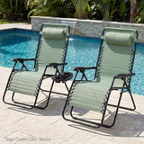 Best Choice Products Set of 2 Extra Wide Adjustable Steel Mesh Zero Gravity Lounge Chair Recliners w/Pillows and Cup - Photo 2