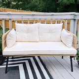 DWVO Outdoor Loveseat, Patio Wicker Furniture Set with Cushion & Adjustable Feet, Patio Couch for Garden, Balcony - Photo 3