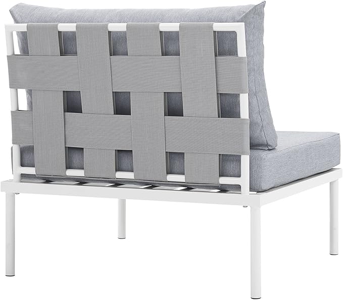 Modway EEI-2600-WHI-GRY Harmony Outdoor Patio Aluminum, Armless Chair, White Gray