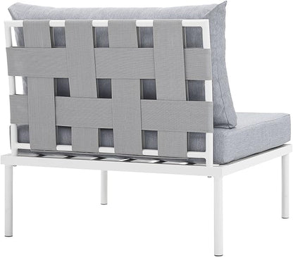 Modway EEI-2600-WHI-GRY Harmony Outdoor Patio Aluminum, Armless Chair, White Gray