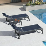 PURPLE LEAF Outdoor Lounge Chair Set of 3 Patio Chaise Pool Lounger Aluminum Frame with Side Table and Wheels for - Photo 1