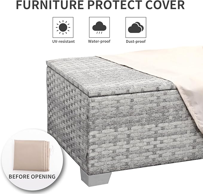 WAROOM Patio Coffee Table PE Wicker Ourdoor Storage Table - Photo 6