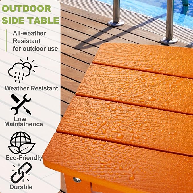 Y&M Outdoor Side Table, HIPS Adirondack Small Single Table, Waterproof Square Outside Table - Photo 8
