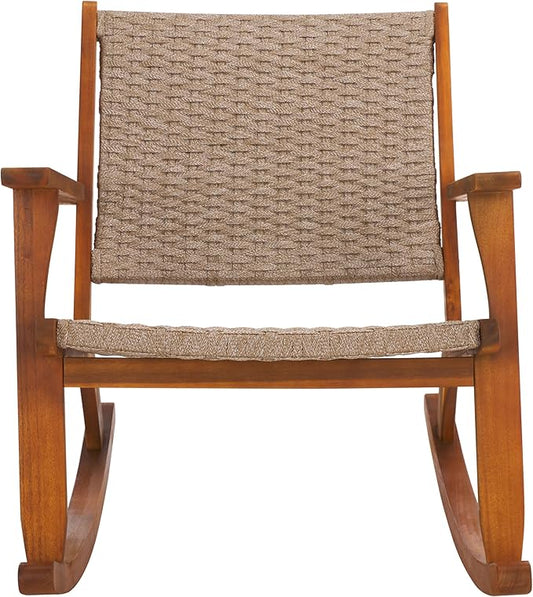 SAFAVIEH Outdoor Collection Daniel Natural Solid Wood Rocking Chair