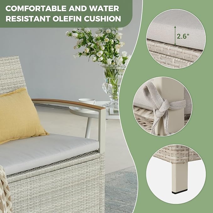 Grand patio Outdoor Storage Bench Deck Box with Olefin Cushion, Wicker Deck Box with Water Resistant Bag, Outdoor Seating for Front Porch, Store Garden Tools and Pool Storage (Grey)