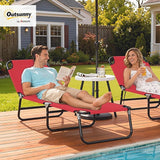 Outsunny Folding Chaise Lounge Pool Chairs, Outdoor Sun Tanning Chairs with 5-Level Reclining Back - Photo 2