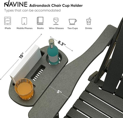 Adirondack Chair Set of 2, HDPE Folding Adirondack Chair with Multifunctional Cup Holder, Weather Resistant Fire Pit Chair for porches, patios, patios, poolsides, Decks.