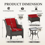 Wicker Patio Furniture Set - 5 Piece Rattan Outdoor Conversation Sets with 2 Wicker Patio Chairs, 2 Ottomans - Photo 2