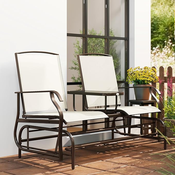 Outsunny Outdoor Glider Bench with Center Table - Photo 9