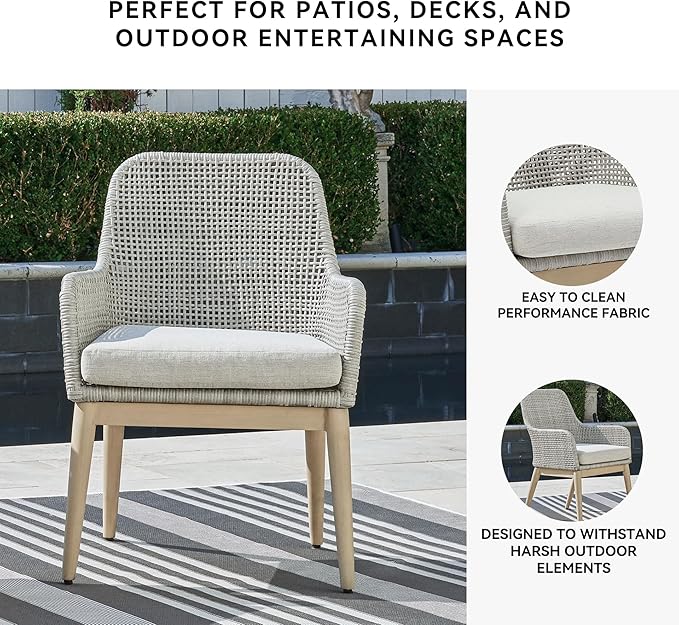 Signature Design by Ashley Seton Creek Cottage Nuvella Weather Resistant Fabric Outdoor Dining Arm Chair with Cushion - Photo 5