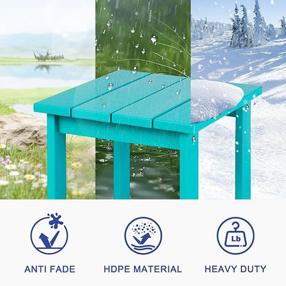 LZRS Adirondack Square Outdoor Side Table for Patio, Pool Composite Patio Table,HDPE End Tables for Backyard,Pool, Indoor Companion, Easy Maintenance & Weather Resistant(Turquoise)
