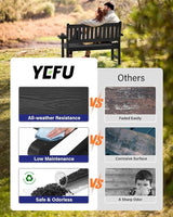 YEFU Outdoor Bench for Patio Waterproof: Heavy Duty 2-Person Garden Bench with 2 Cup Holders & Oversized Seating - HIPS - Photo 4
