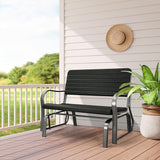 Tangkula Outdoor Glider Bench, Porch Glider Loveseat Swing Bench with w/Steel Frame, 2-Seat Rocking Chair for Porch - Photo 2