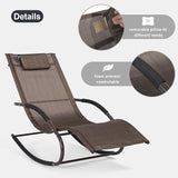 Lounge Chairs, Chaise Lounges with Detachable Pillow for Patio, Lawn, Pool, Outdoor Lounge Chairs Set of 2, Brown - Photo 4