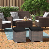 RELAX4LIFE Wicker Outdoor Storage Ottoman, 2-Piece Rattan Footstool w/Removable Cushion - Photo 8