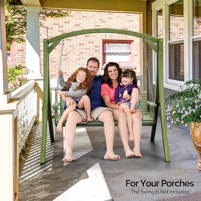 VINGLI 5FT Porch Swing Frame, 1000LBS Heavy Duty A-Frame Wooden Porch Swing Stand with Curved Arc Top - Photo 6