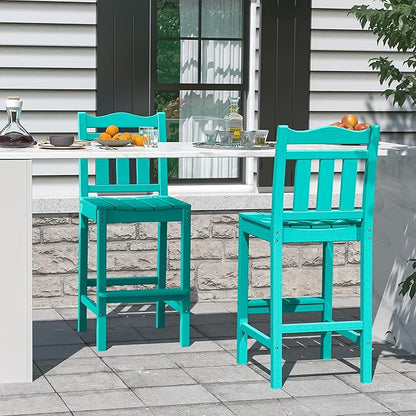 nalone Outdoor Bar Stools Set of 2, HDPE Tall Adirondack Chairs Bar Chairs, Weather Resistance Bar Height Chair for Balcony, Garden, Yard, Backyard (Aruba, Bar Chairs Set of 2)