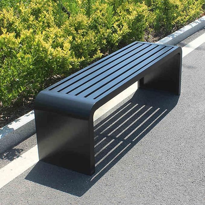 Outdoor Patio Garden Bench, Metal Garden Benches, All-Weather Outdoor Park Bench, for Garden, Balcony, Dining, Porch, Park, Outside, Load Capacity 880lbs(Black,120cm/47.2in)