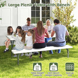 Giantex Picnic Table 6FT for 8 Person, Outdoor Table Set w/ 2 Benches, All-Weather HDPE Rectangular Tabletop - Photo 5